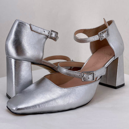 Silver W Shoe Size 8.5 J CREW Heels