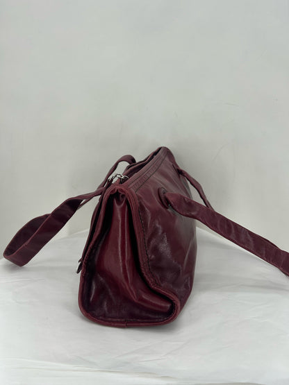 Red HOBO Leather Shoulder Bag