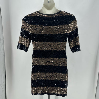 Size L BCBG MAXAZRIA Stripe Sequin Dress