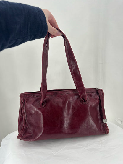 Red HOBO Leather Shoulder Bag