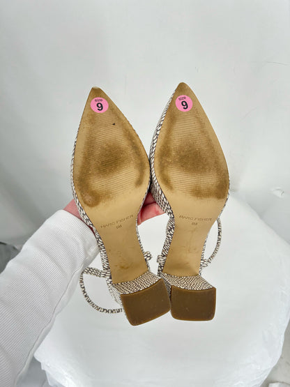 BROWN/WHITE W Shoe Size 9 MARC FISHER Heels