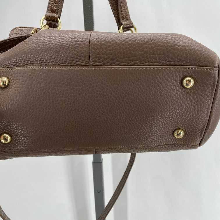 BROWN ISAAC MIZRAHI Pebbeled Leather Satchel