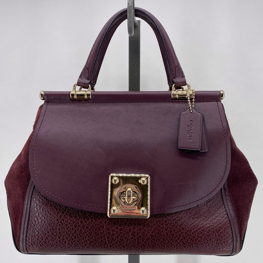 DARK WINE COACH Leather Satchel