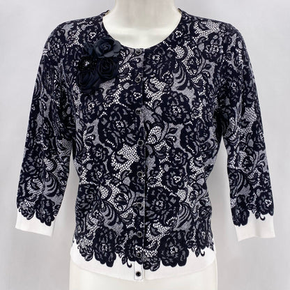 Size XS WHITE HOUSE BLACK FLOWERS Cardigan