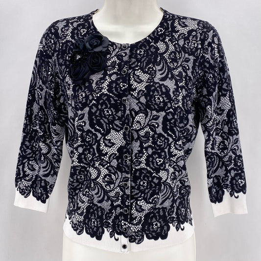 Size XS WHITE HOUSE BLACK FLOWERS Cardigan