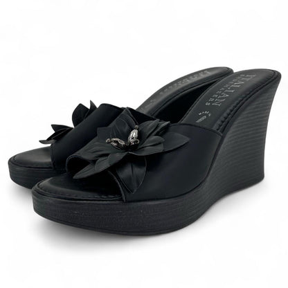 W Shoe Size 7 Black ITALIAN SHOE MAKERS Wedge