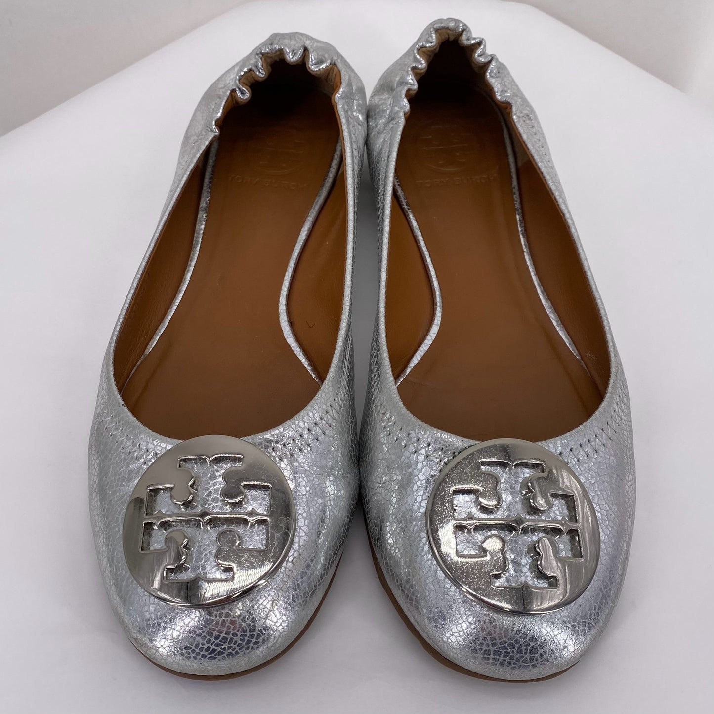 Silver W Shoe Size 8 TORY BURCH Flats
