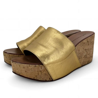 GOLD W Shoe Size 9.5 DIANE VON FURSTENBER Wedge