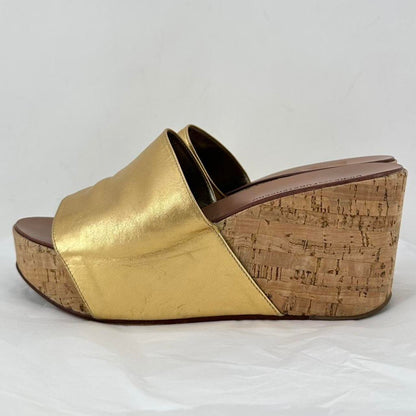 GOLD W Shoe Size 9.5 DIANE VON FURSTENBER Wedge