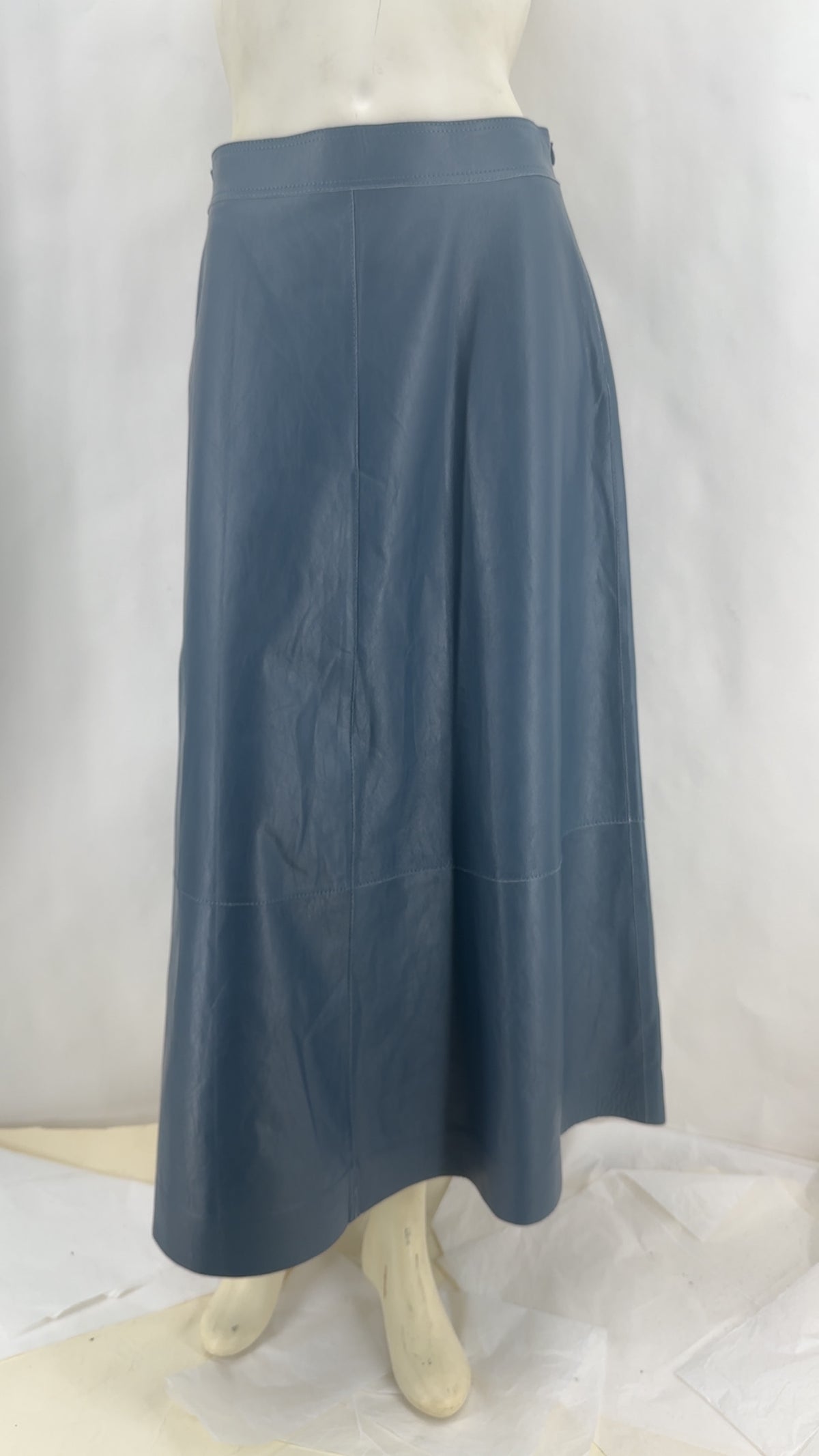 Lafayette 148 Oceana Blue Lambskin Leather Skirt Size 6