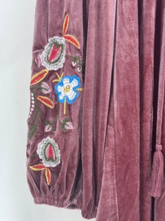 Carole Christian Size Medium Blush Velour Tunic Dress Floral Embroidery