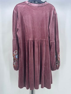 Carole Christian Size Medium Blush Velour Tunic Dress Floral Embroidery