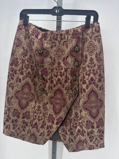 Banana Republic Red&Gold Floral Tapestry Skirt with Buttons Size 6