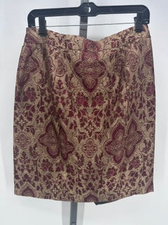 Banana Republic Red&Gold Floral Tapestry Skirt with Buttons Size 6