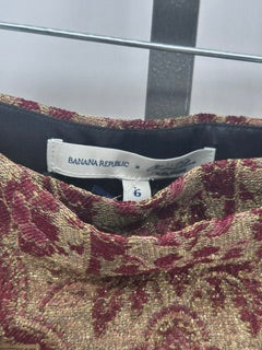 Banana Republic Red&Gold Floral Tapestry Skirt with Buttons Size 6