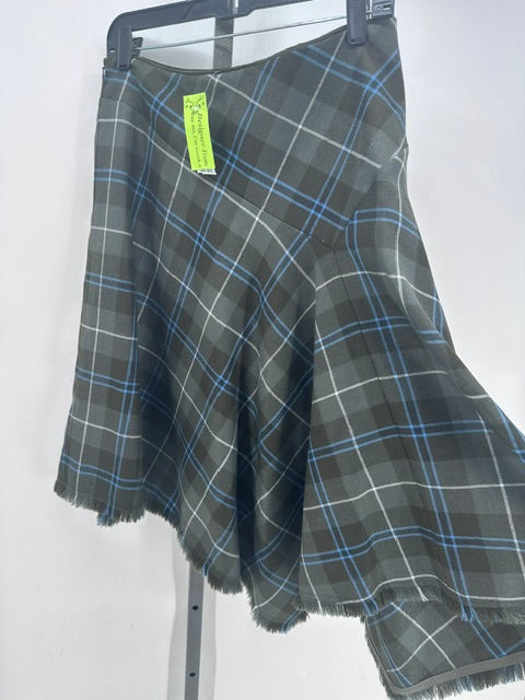 Lafayette 148 Size 6 Green Blue Plaid Skirt
