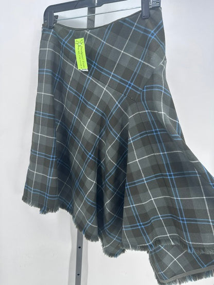 Lafayette 148 Size 6 Green Blue Plaid Skirt