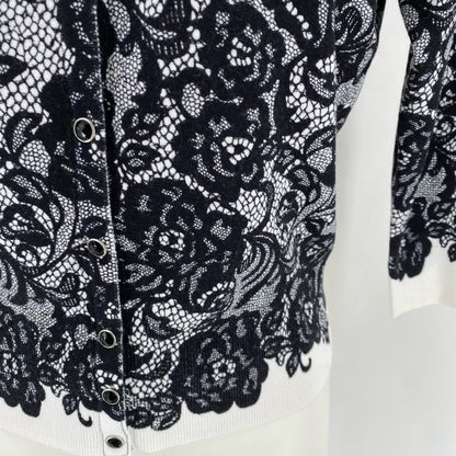 Size XS WHITE HOUSE BLACK FLOWERS Cardigan