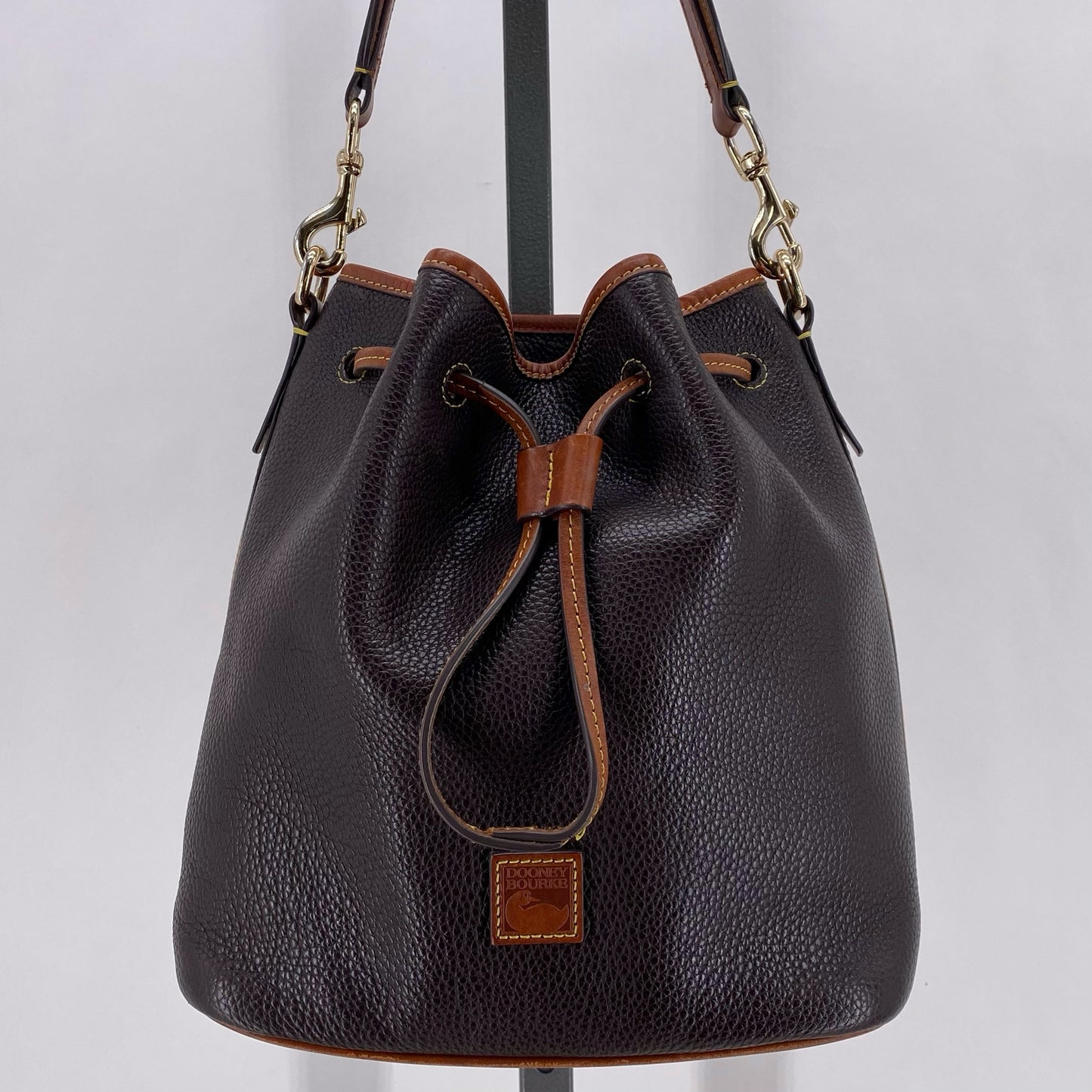 DARK BROWN DOONEY & BOURKE Leather Pebbeled Leather Shoulder Bag
