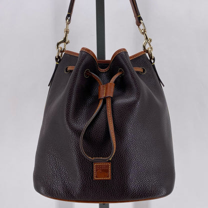 DARK BROWN DOONEY & BOURKE Leather Pebbeled Leather Shoulder Bag