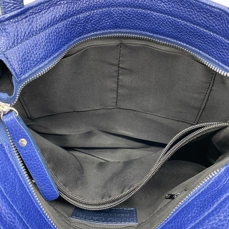 Blue Leather Shoulder Bag