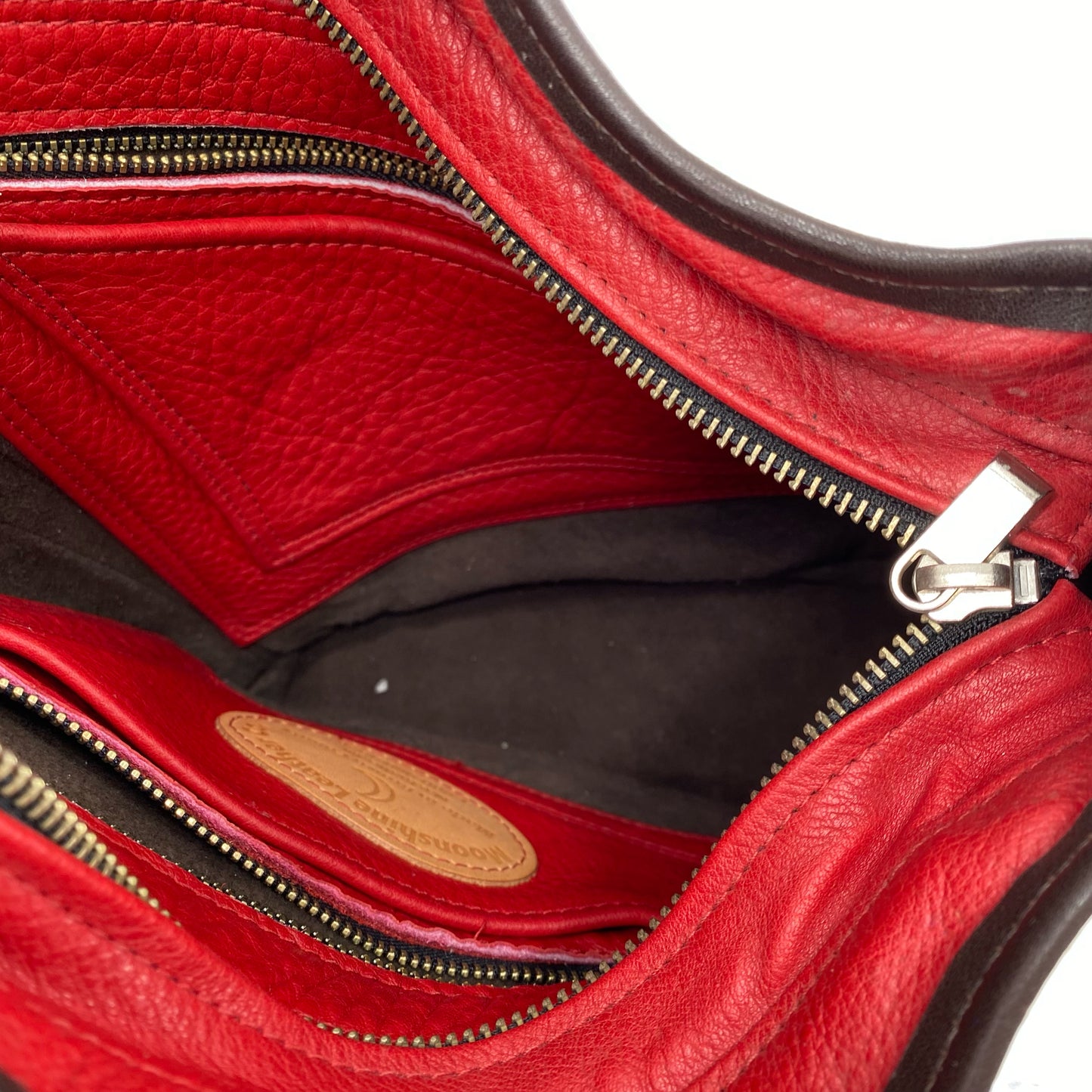 Red MOON SHINE Leather Shoulder Bag
