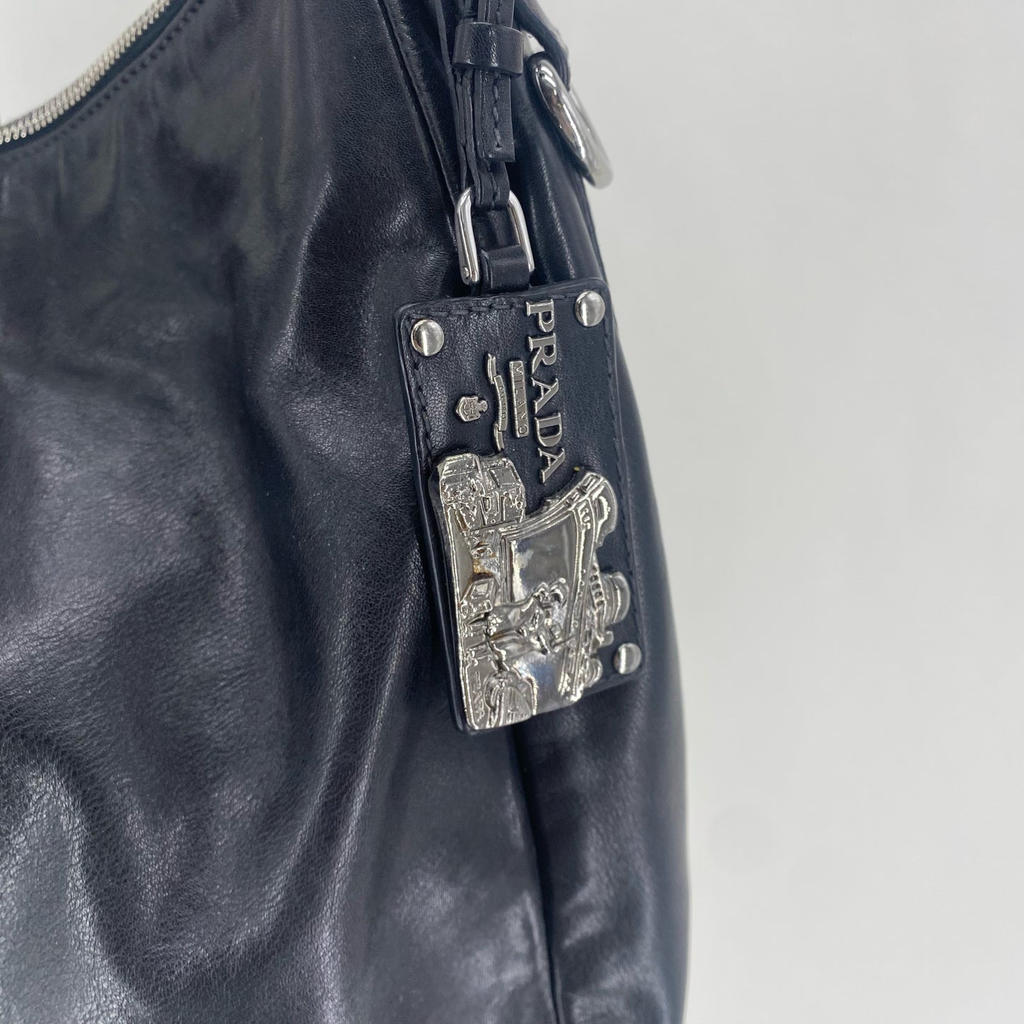 Black PRADA Leather Shoulder Bag