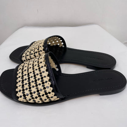 BLACK&CREAM W Shoe Size 9 TORY BURCH Sandals