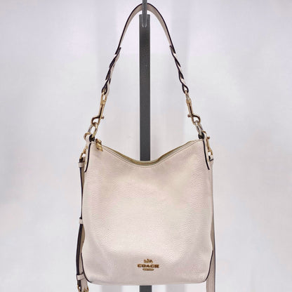 Cream COACH Leather Pebbeled Leather Cross-body
