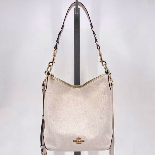 Cream COACH Leather Pebbeled Leather Cross-body