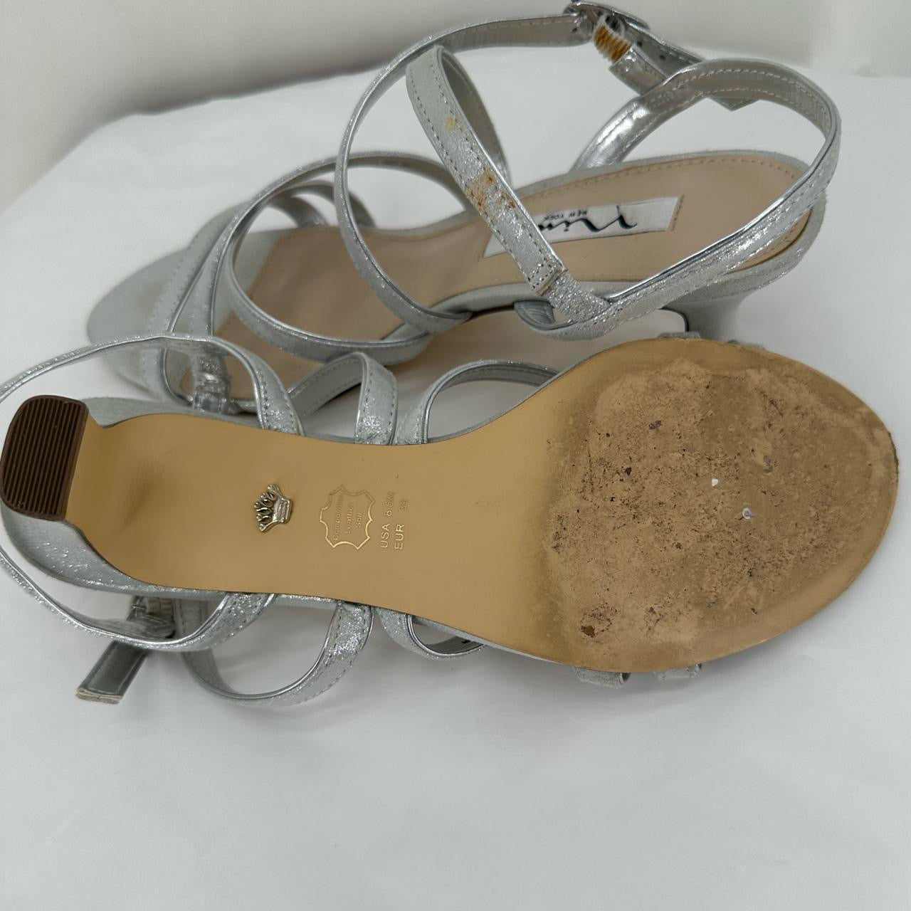 Silver W Shoe Size 8.5 NINA Heels