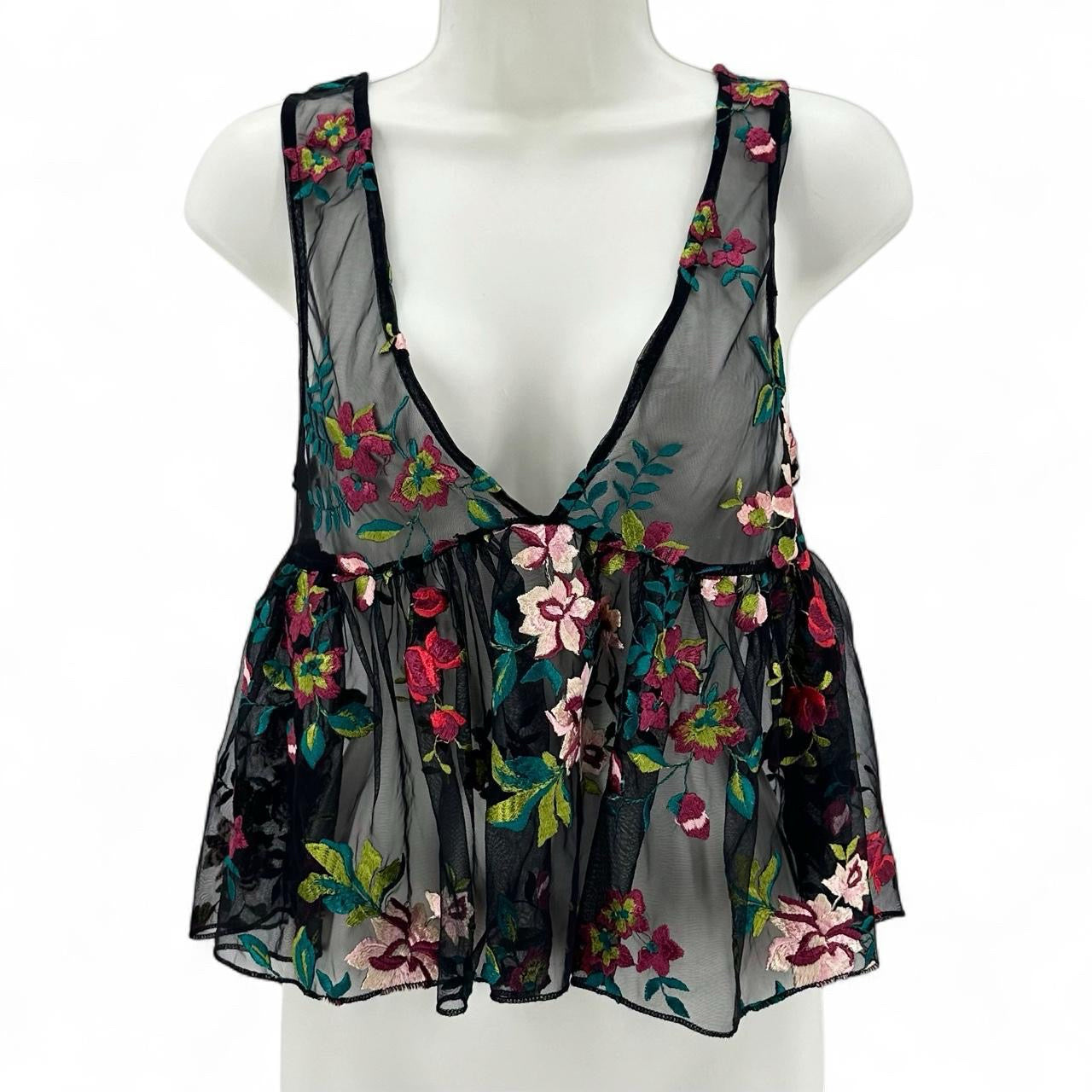 Size XS ECOTE NET Floral Shirt