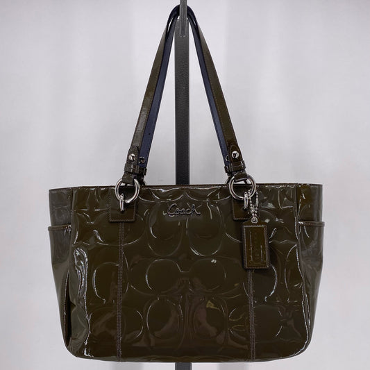 Green COACH PATENT Tote