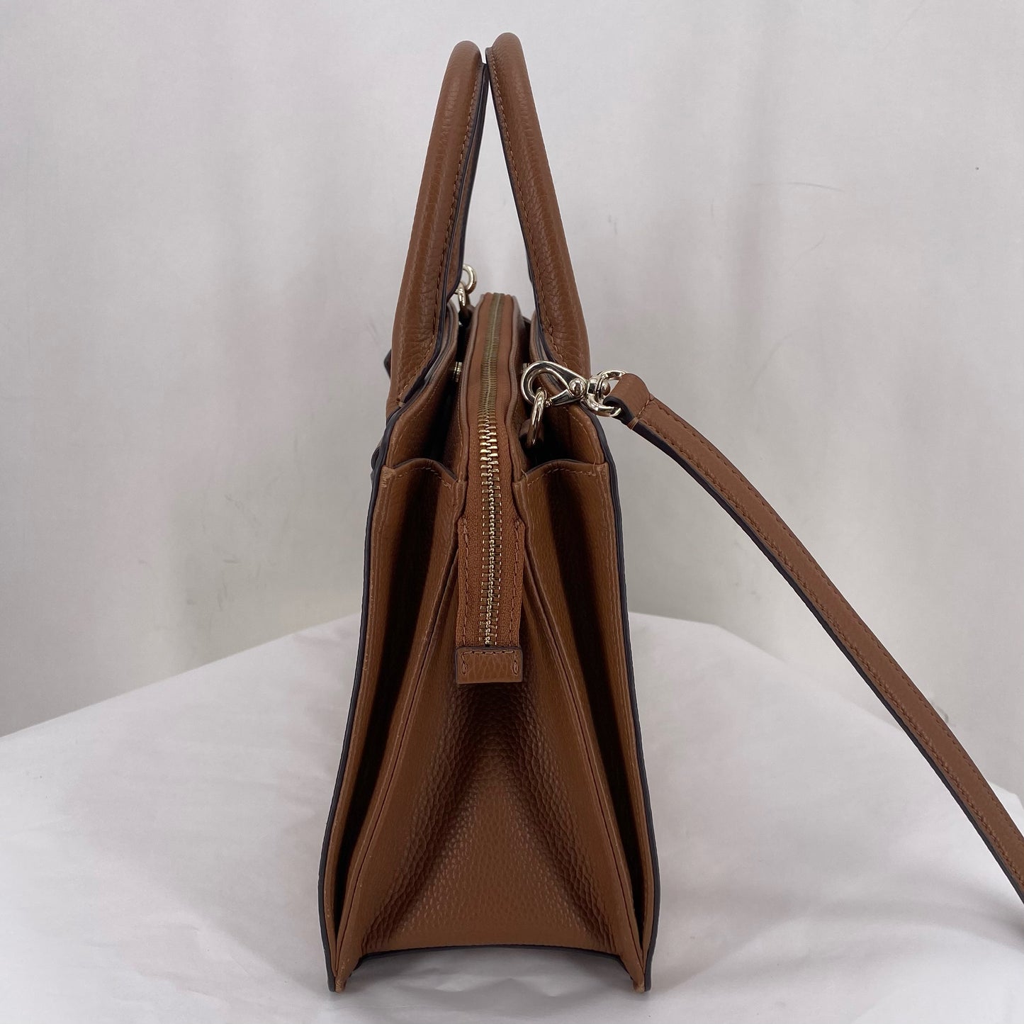 Camel KATE SPADE Leather Pebbeled Leather Satchel