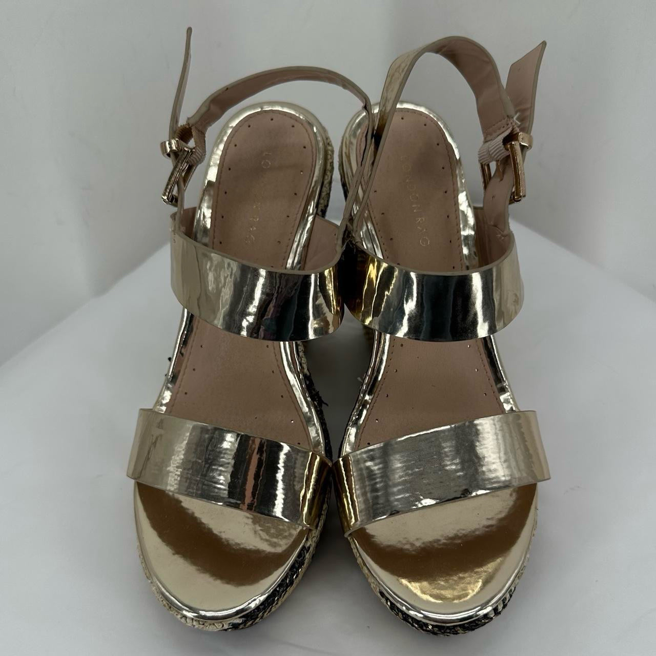 GOLD W Shoe Size 8 LONDON RAG Wedge