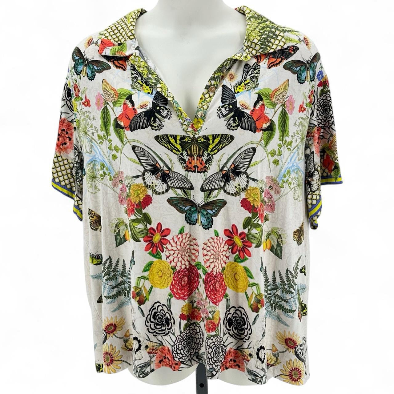 Size 3X JOHNNY WAS FLOWERS/BUTTERFLIES Shirt