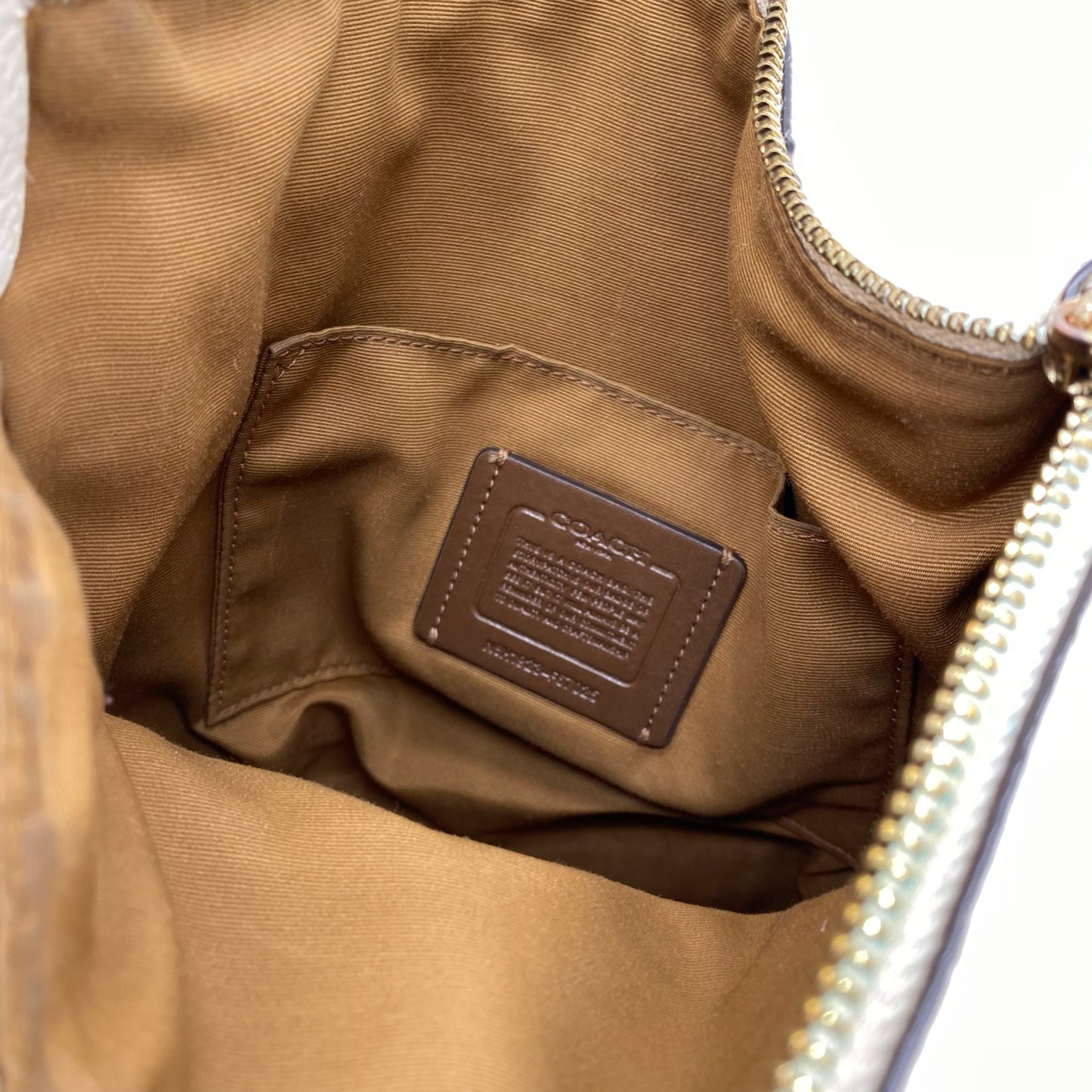 Cream COACH Leather Pebbeled Leather Cross-body