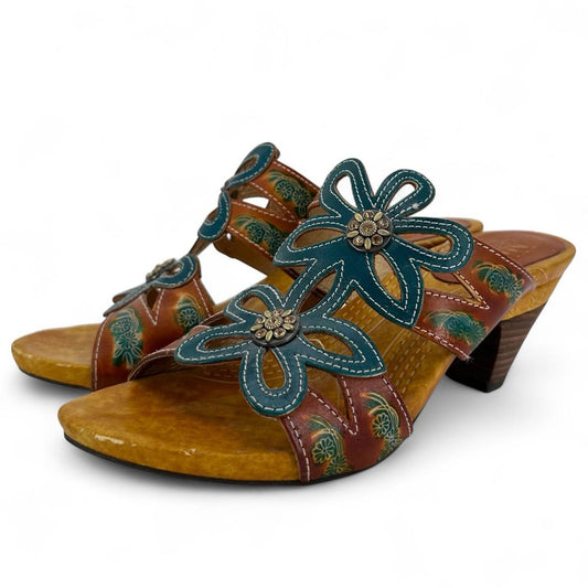 BROWN W Shoe Size 39 Spring Step Sandals