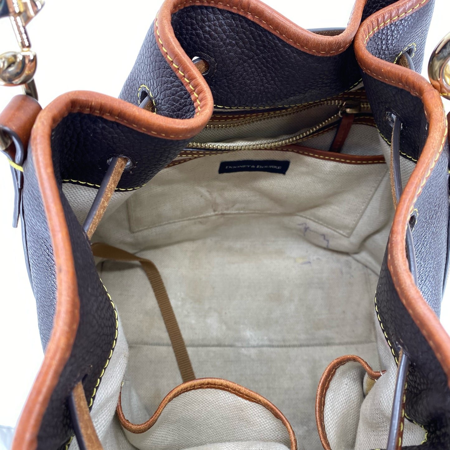 DARK BROWN DOONEY & BOURKE Leather Pebbeled Leather Shoulder Bag