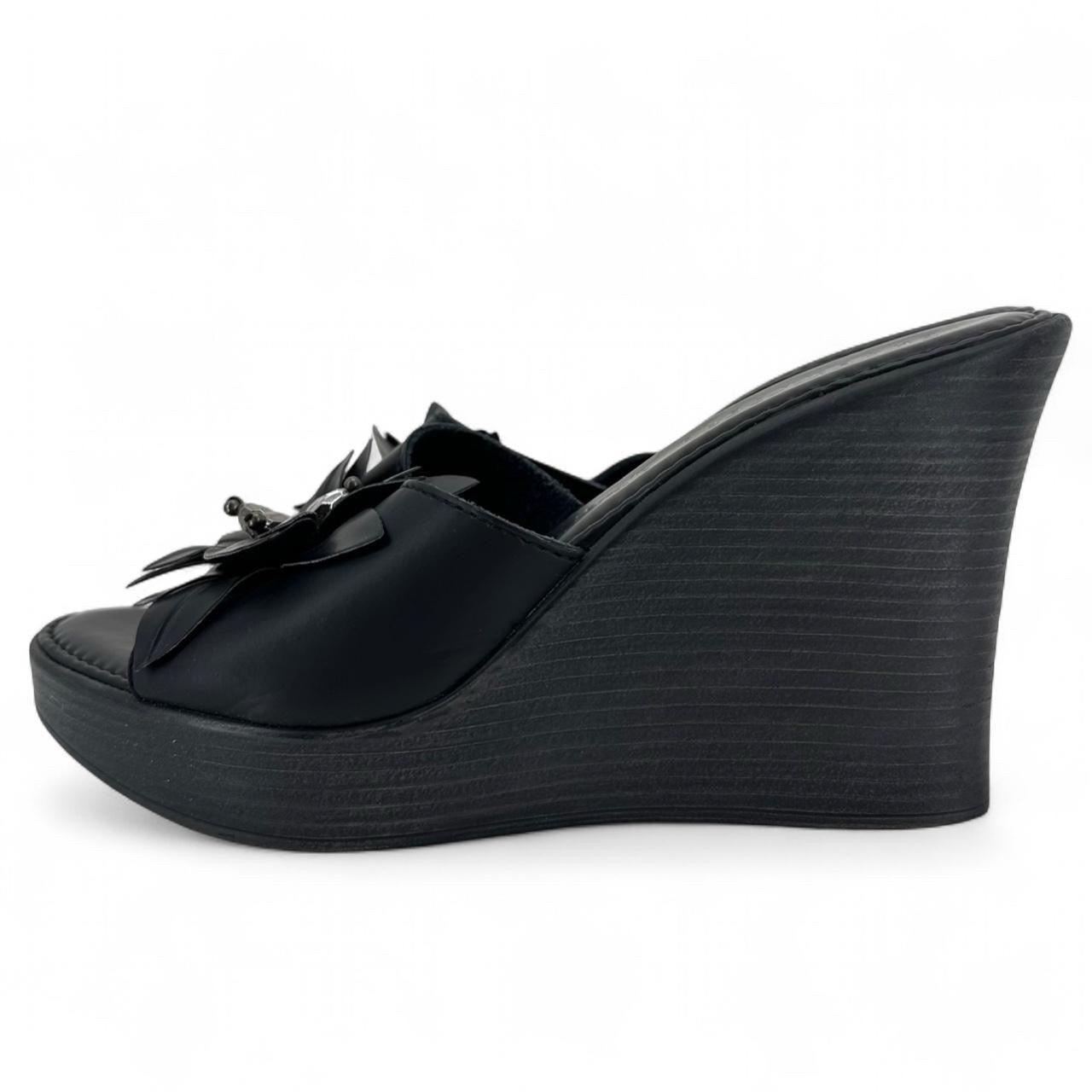 W Shoe Size 7 Black ITALIAN SHOE MAKERS Wedge