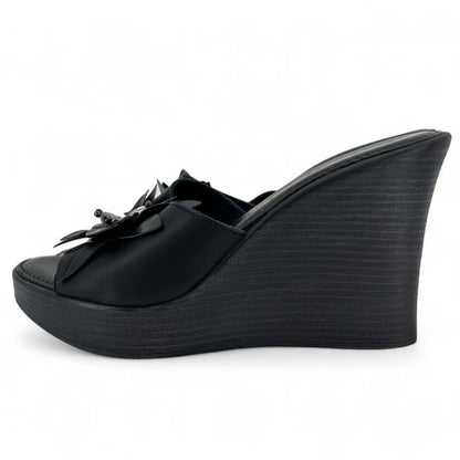W Shoe Size 7 Black ITALIAN SHOE MAKERS Wedge