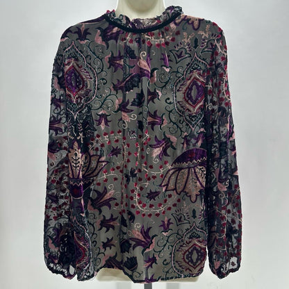 Size L VIOLET & CLAIRE NET Floral Shirt