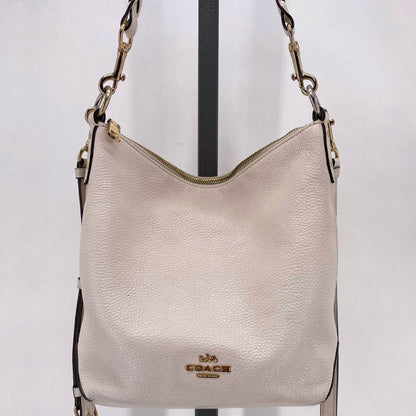 Cream COACH Leather Pebbeled Leather Cross-body