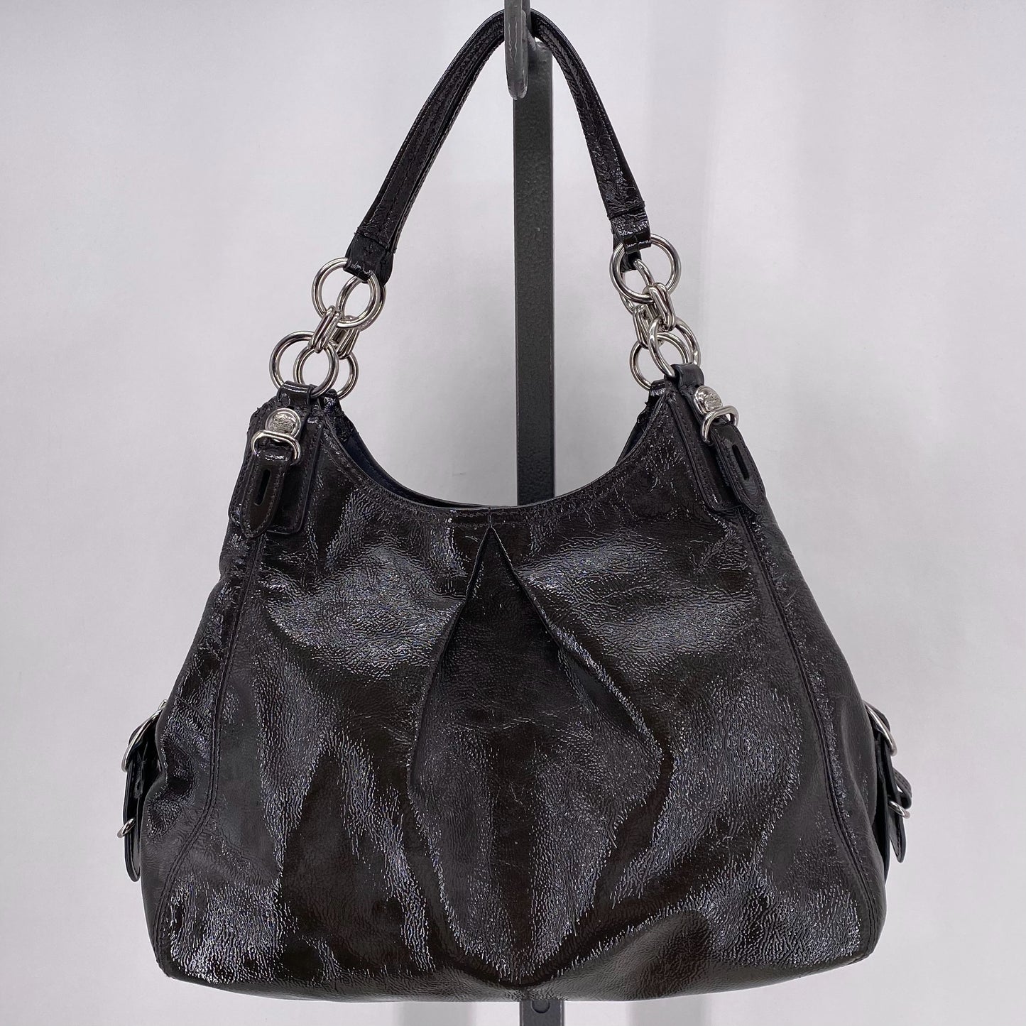 DARK GRAY COACH Leather PATENT Hobo