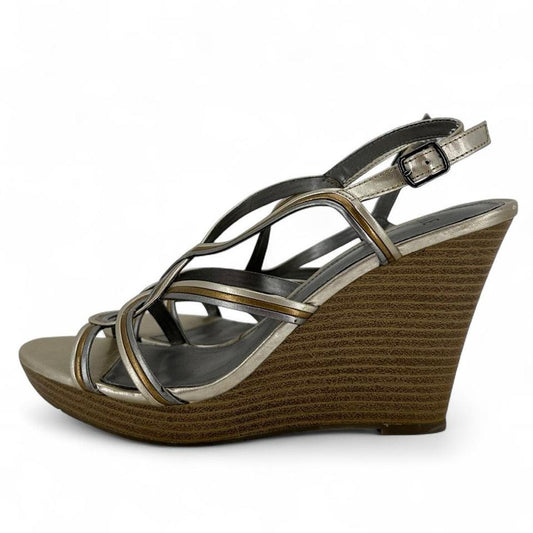 GOLD/SILVER W Shoe Size 8 ELLE Wedge