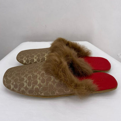 Tan W Shoe Size 8 COACH Slippers