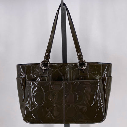 Green COACH PATENT Tote