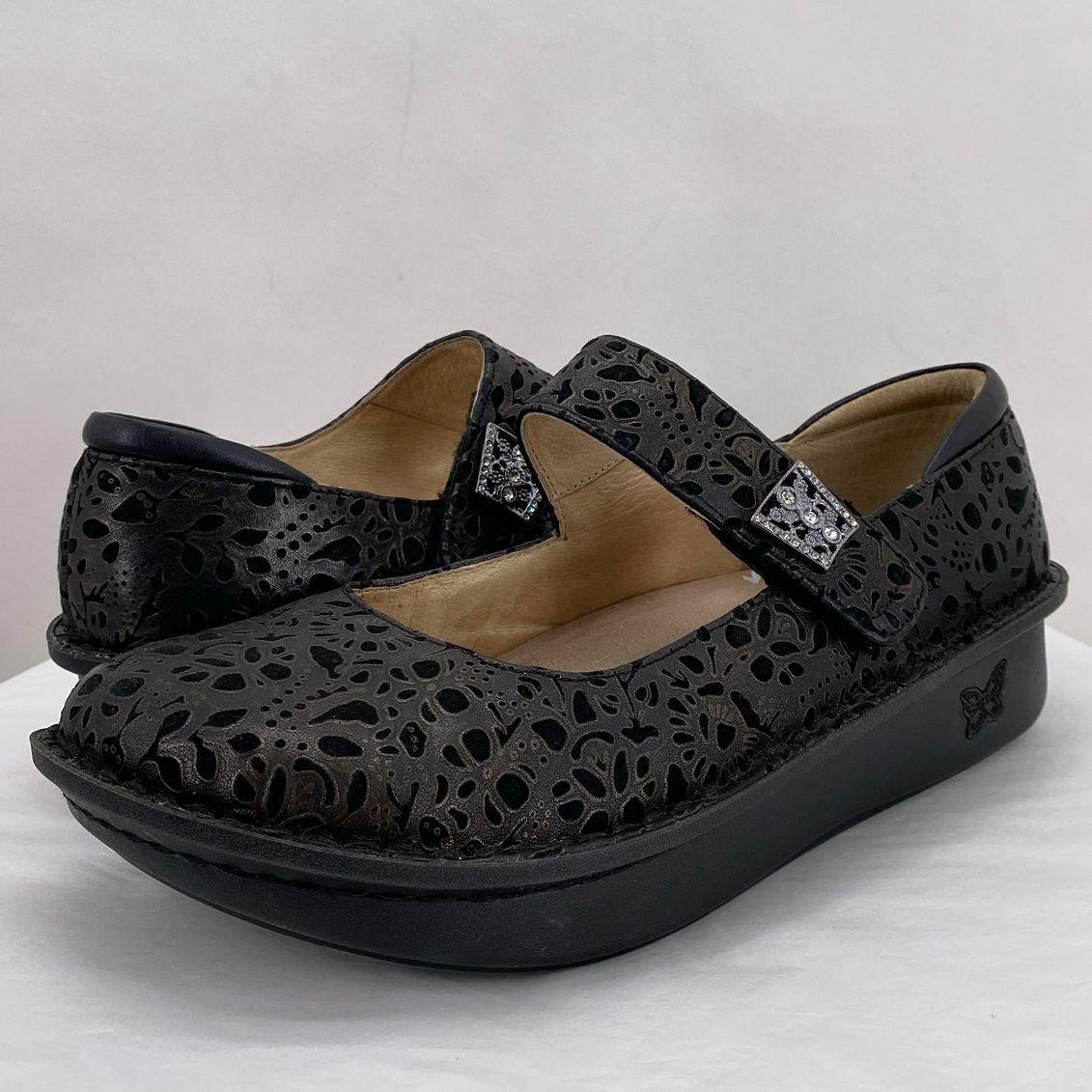 BLACK/BROWN W Shoe Size 40 ALEGRIA Flats