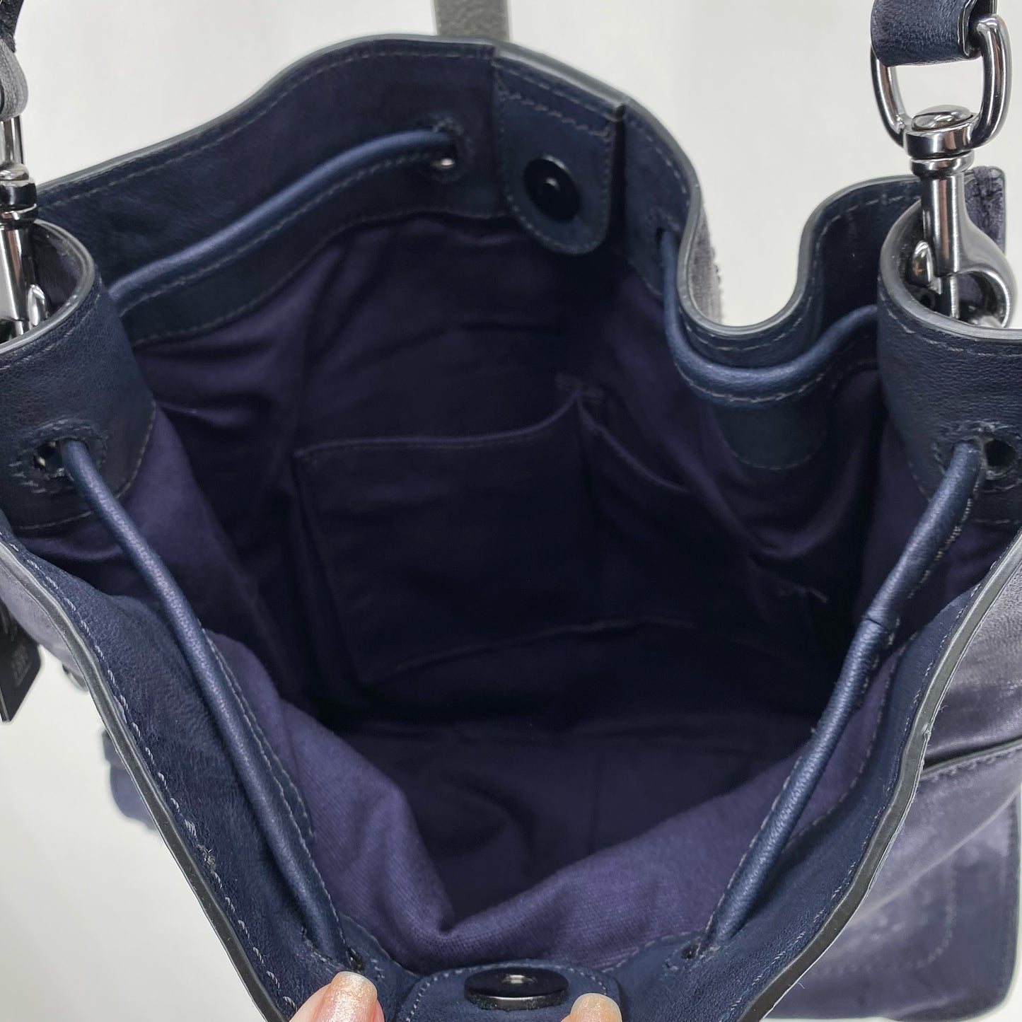 Navy FRYE Leather Shoulder Bag
