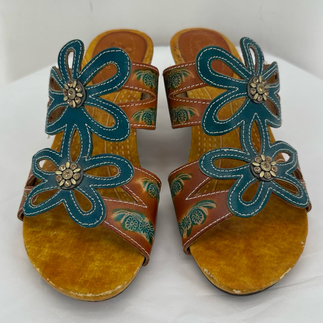 BROWN W Shoe Size 39 Spring Step Sandals
